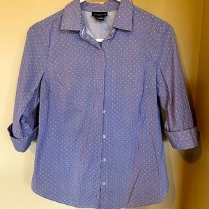 Coldwater Creek purple polka dot button up